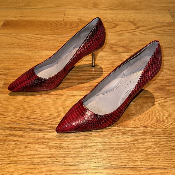 NWOTKenneth Cole Red Snakeskin Silver Edition Exclusive 925 Mirrored Heel Sz 6.5 - Picture 2 of 7